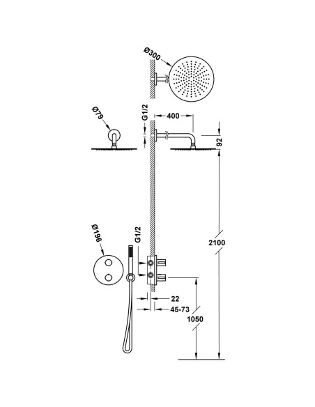 KIT DE ROBINET THERMOSTATIQUE ENCASTRE THERM BOX À 2 VOIES POUR DOUCHE TRES GRIFERIA