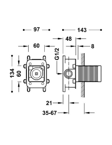 ROBINET MITIGEUR ENCASTRE 1 VOIE EN LAITON STUDY TRES GRIFERIA