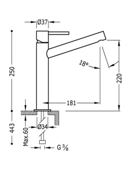 MITIGEUR HAUT DE LAVABO MAX TRES GRIFERIA