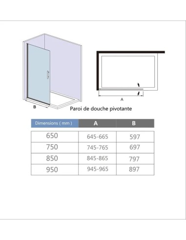 PAROI DE DOUCHE FRONTAL  MOBILE QUADRA