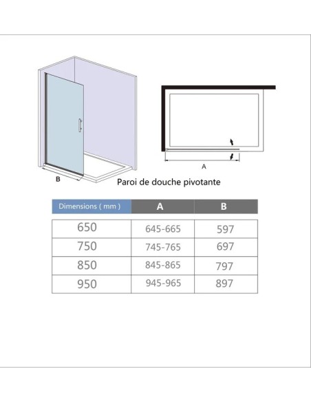 PAROI DE DOUCHE FRONTAL  MOBILE QUADRA