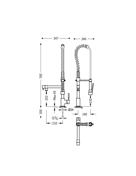 ROBINET D'EVIER MULTIFONCTION DE CUISINE INDUSTRIEL TRES GRIFERIA