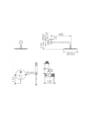 COLONNE DE DOUCHE ENCASTRÉ GUN MÉTAL IMEX