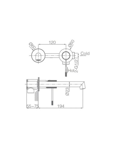 MITIGEUR LAVABO ENCASTRE LINE IMEX