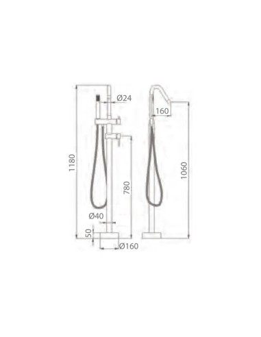 MITIGEUR BAIGNOIRE AVEC POMMEAU DE DOUCHE CORCEGA IMEX