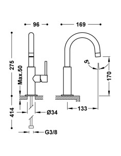 MITIGEUR LAVABO COL DE CYGNE STUDY TRES 2