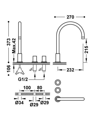 MITIGEUR SUR GORGE STUDY TRES GRIFERIA