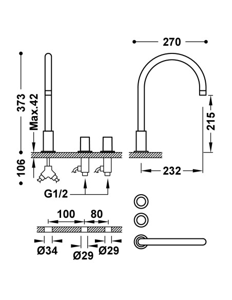 MITIGEUR SUR GORGE STUDY TRES GRIFERIA