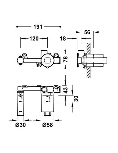 MITIGEUR ENCASTRE STUDY POUR LAVABO STUDY TRES GRIFERIA