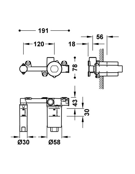 MITIGEUR ENCASTRE STUDY POUR LAVABO STUDY TRES GRIFERIA