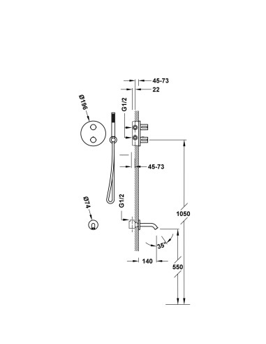 ROBINET THERMOSTATIQUE THERM BOX ENCASSTRE 2 VOIES POUR BAIGNOIRE ET DOUCHE TRES GRIFERIA