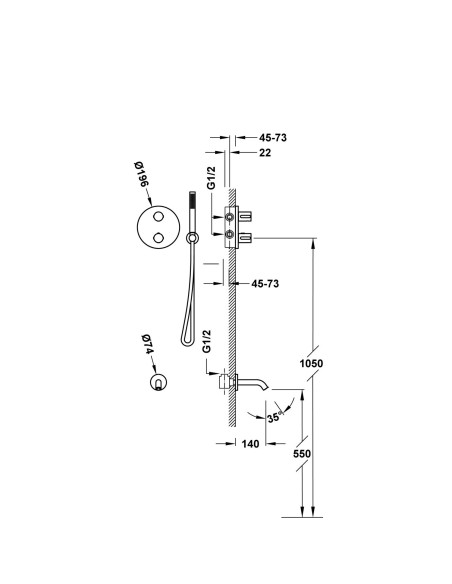 ROBINET THERMOSTATIQUE THERM BOX ENCASSTRE 2 VOIES POUR BAIGNOIRE ET DOUCHE TRES GRIFERIA
