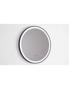 MIROIR ROND RETRO ECLAIRER  AVEC CADRE ACIER NOIR - DUPLACH GROUP