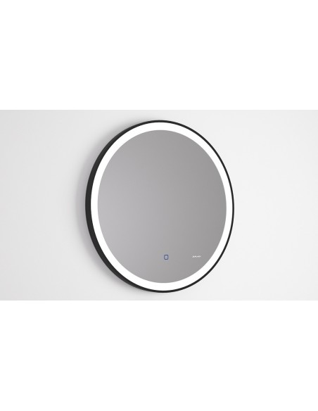 MIROIR ROND RETRO ECLAIRER  AVEC CADRE ACIER NOIR - DUPLACH GROUP