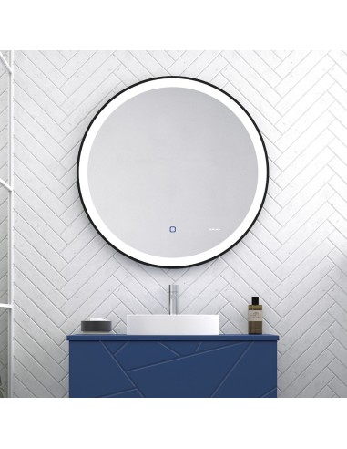 MIROIR ROND RETRO ECLAIRER  AVEC CADRE ACIER NOIR - DUPLACH GROUP