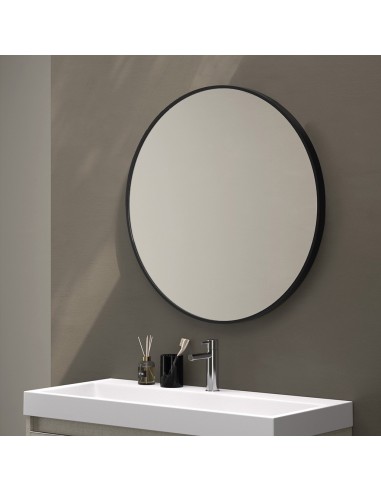 MIROIR ROND SIMPLE AVEC CADRE ACIER NOIR  - DUPLACH GROUP