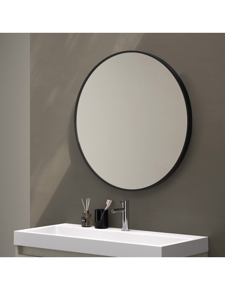 MIROIR ROND SIMPLE AVEC CADRE ACIER NOIR  - DUPLACH GROUP