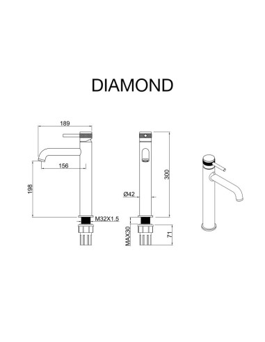 MITIGEUR LAVABO HAUT DIAMOND SKY BATH