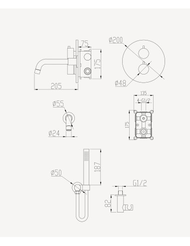 MITIGEUR THERMOSTATIQUE BAIN DOUCHE ENCASTRE  CORBEAU KROOS