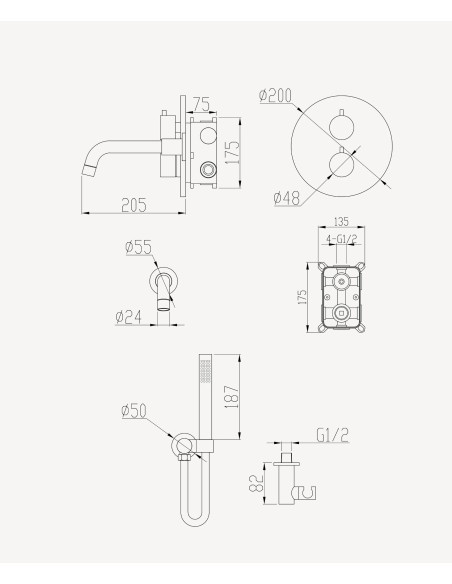 MITIGEUR THERMOSTATIQUE BAIN DOUCHE ENCASTRE  CORBEAU KROOS